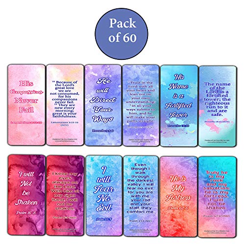 Popular Bible Verses for Senior Citizens Bookmarks (60-Pack) - Great Giveaways Perfect for Elderly