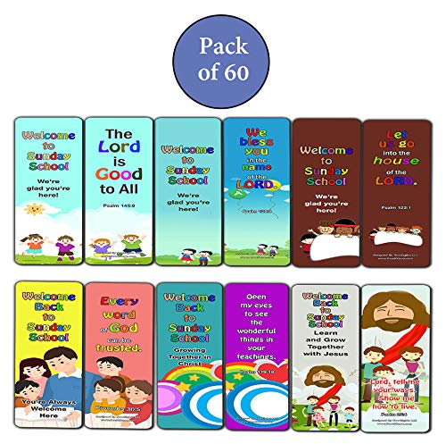 Welcome to Sunday School Bookmarks Cards Series 1 (60-Pack) - Perfect Giveaways for Ministries Designed to Encourage and Motivate Children