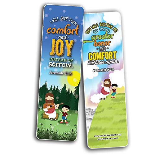 God's Comfort Christian Living Bookmarks (60-Pack) - Church Memory Verse Sunday School Rewards - Christian Stocking Stuffers Birthday Party Favors Assorted Bulk Pack