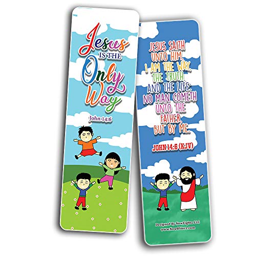 Jesus is the Way KJV Bookmarks Cards for Kids (30-Pack) - Stocking Stuffers for Boys Girls - Children Ministry Bible Study Church Supplies Teacher Classroom Incentives Gift