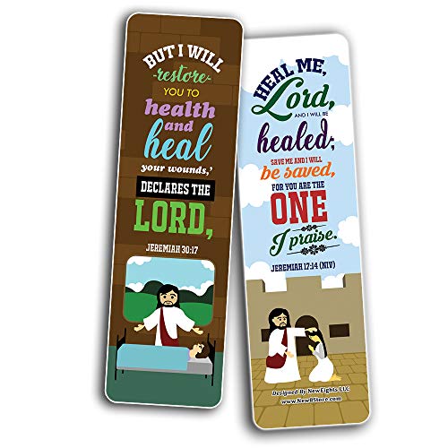 The Healing Prayers Bible Verse Bookmarks (60-Pack) - Church Memory Verse Sunday School Rewards - Christian Stocking Stuffers Birthday Party Favors Assorted Bulk Pack