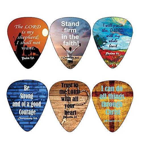 Christian Guitar Picks with Popular Bible Verses -12 Pack
