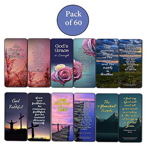 Bible Verses Bookmarks for When Your Faith Is Feeble (60-Pack) - VBS Sunday School Easter Baptism Thanksgiving Christmas Rewards Encouragement Gift