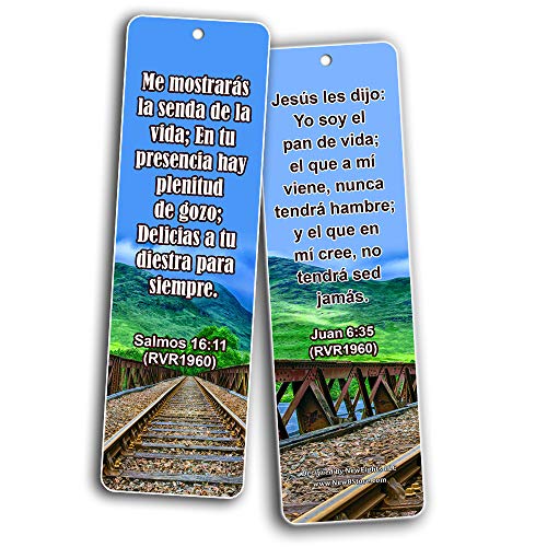 Spanish Life Bible Verses Bookmarks (60 Pack) - Perfect Giftaway for Sunday School and Learn the Spanish Language