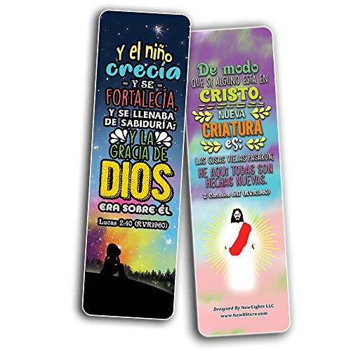 Spanish Spiritual Growth Bookmarks (30-Pack) - Stocking Stuffers for Boys Girls - Children Ministry Bible Study Church Supplies Teacher Classroom Incentives Gift