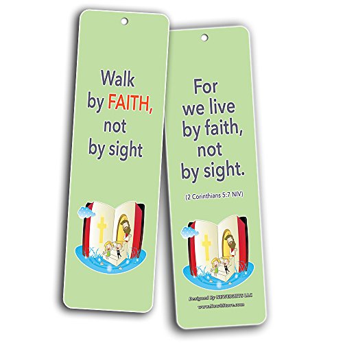 NewEights Christian Bookmarks for Kids (60-Pack) - Scripture Bible Verses - God is Love & Walk By Faith Theme