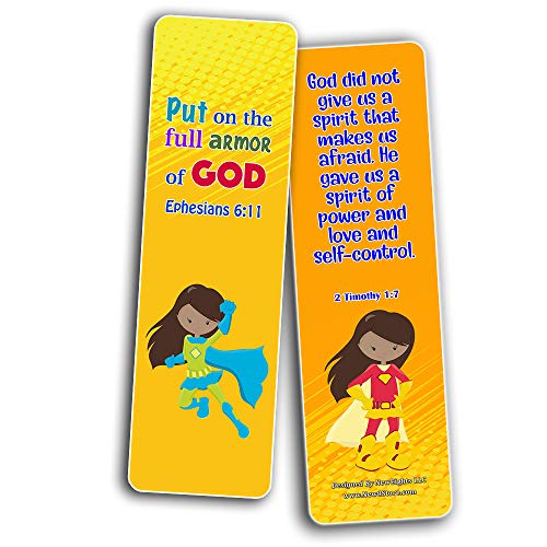 Religious Bookmarks for Kids - Super Hero (60 Pack) - Perfect Gift away for Sunday School and Ministries - Church Memory Verse Sunday School Rewards - Christian Stocking Stuffers Birthday Bulk Pack