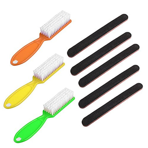 Nail Care Emery Board (5-Pack) and Nail Scrub Brushes (3-Pack)