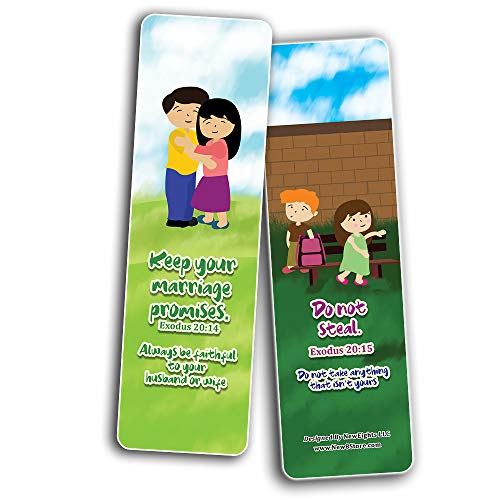 10 Commandments Bookmarks Cards (60-Pack) - Church Memory Verse Sunday School Rewards - Christian Stocking Stuffers Birthday Party Favors Assorted Bulk Pack