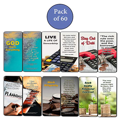 Christian Bookmarks for Biblical Financial Principles Series 1 (60-Pack) - Bible Study Resources Materials - Great Stocking Stuffer Easter Cards