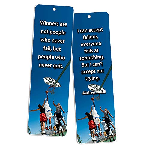Sports Inspirational Quotes Cards Bookmark Set (60-Pack) - Teamwork Team Building Training Inspirational Quotes - Encouragement Gifts for Men Women Teens Kids Boys Girls Athletes