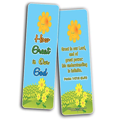 Kids Christian Bookmarks (60-Pack) - Bulk Bible Verses Bookmarker For Boys and Girls - Stocking Stuffers for Easter Birthday Homeschooling Sunday School Thanksgiving Christmas