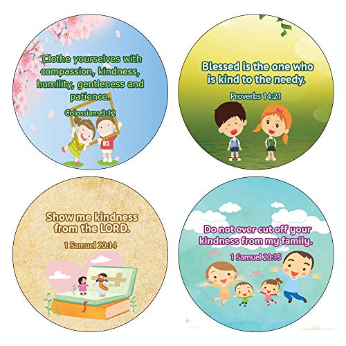 Kindness Bible Verses Stickers for Kids (20-Sheet) - Motivational Stickers