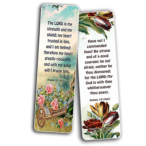 Religious Empowering Bible Verses Flowers Bookmarks for Women (30 Pack) - Handy Life Changing Bible Texts and Quotes With Flower Designs