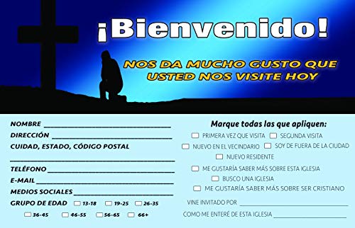 Spanish Church Visitor Card and Prayer Request Card Set A (60-Pack) - Collect Information and Prayer Requests From Your Spanish Visitors