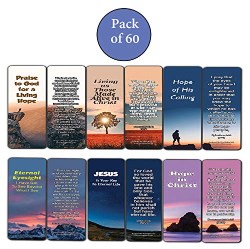 Hope Bible Verses Bookmarks (60 Pack) - Perfect Giveaways for Sunday School and Ministries Designed to Inspire Women and Men