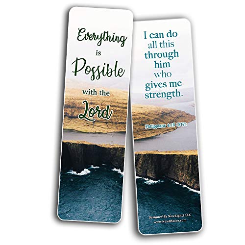 Scriptures Bookmarks - Bible Verses about Strength (30 Pack) - Well Designed and Easy To Memorize Bible Verses - Reverence Bible Texts VBS Sunday School Easter Baptism Thanksgiving Christmas Rewards