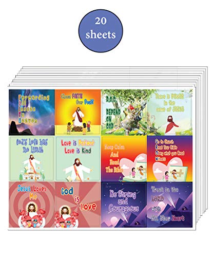 Christian Faith Stickers for Kids (20 Sheets) - Great Giftaway Stickers for Ministries