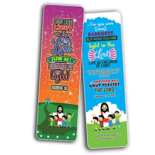 Walk in the Light Bible Verse Bookmarks (60-Pack) - Church Memory Verse Sunday School Rewards - Christian Stocking Stuffers Birthday Party Favors Assorted Bulk Pack