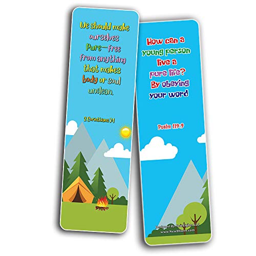 Bible Bookmarks for kids - Character Building Series 2 (30 Pack) - Well Designed for Kids with Easy To Memorize Bible Verses - VBS Sunday School Easter Baptism Thanksgiving Christmas Rewards