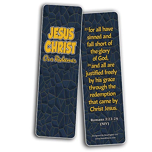 Jesus Our Redeemer Scriptures Bookmarks (60 Pack) - Perfect Giveaways for Sunday School and Ministries