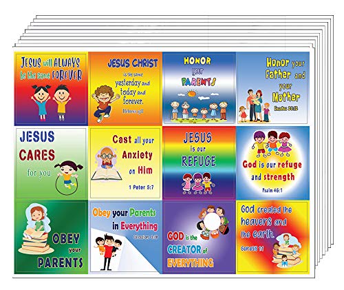 Bible Verses Every Kid Should Know Stickers (5-Sheet) - Great Variety Colorful Stickers