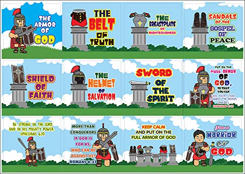 Armor of God Stickers Series 2 (10-Sheet) - VBS Sunday School Easter Baptism Thanksgiving Christmas Rewards Encouragement Gift