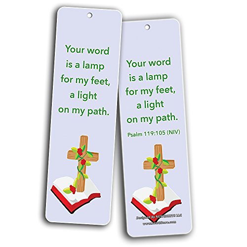 NewEights Christian Bookmarks for Kids (60-Pack) - Scripture Bible Verses - God is Love & Walk By Faith Theme