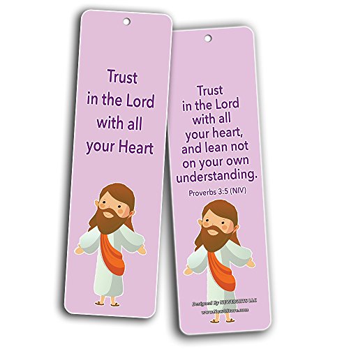 NewEights Christian Bookmarks for Kids (60-Pack) - Scripture Bible Verses - God is Love & Walk By Faith Theme