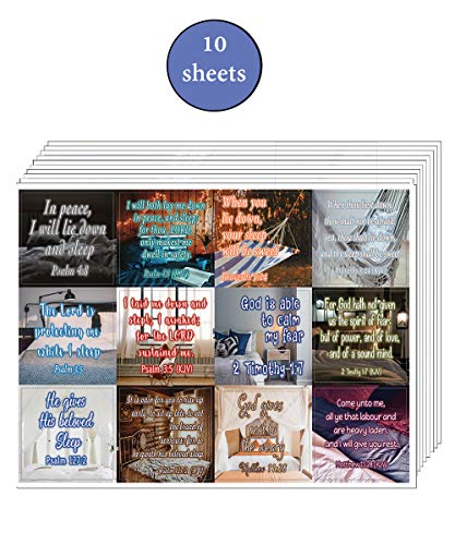 Bible Verses to Help You Sleep Stickers (10-Sheet) - Encouraging Colorful Stickers