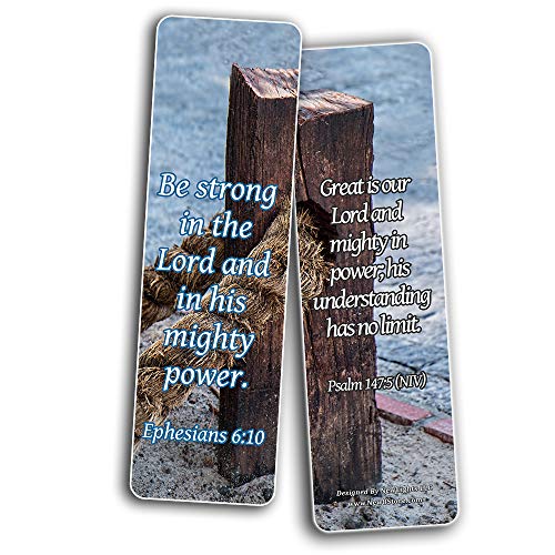 Religious Bookmarks Cards (60 Pack) - Encouraging Gift Psalm 91 Isaiah 41 Ephesian 6 Be Strong Bible Verses - Stocking Stuffers for Men Women Soldiers Army Husband Evangelism Mission Church Supplies