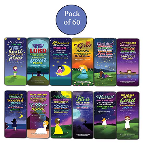 Top Bible Verses about God's Blessings NIV Bookmarks for Women (60-Pack) - Church Memory Verse Sunday School Rewards - Christian Stocking Stuffers Birthday Party Favors Assorted Bulk Pack