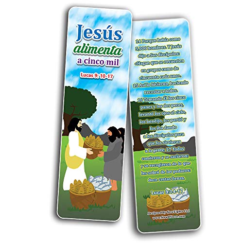 Spanish Miracles of Jesus Bible Bookmarks Cards (30-Pack) - Stocking Stuffers for Boys Girls - Children Ministry Bible Study Church Supplies Teacher Classroom Incentives Gift