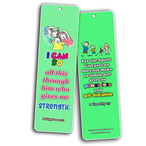 Kids Memory Verse Bookmarks About Faith Wisdom Courage (60-Pack) - Great Way For Kids to Learn the Scriptures