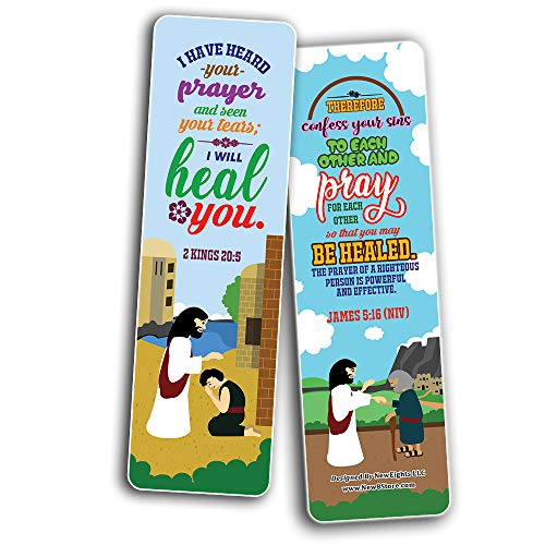 The Healing Prayers Bible Verse Bookmarks (60-Pack) - Church Memory Verse Sunday School Rewards - Christian Stocking Stuffers Birthday Party Favors Assorted Bulk Pack