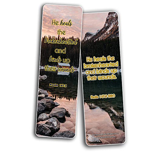 Scriptures Bookmarks - Bible Verses about Healing Scriptures and Comforting Bible Verses for Illness (60 Pack) - Perfect Gift away for Sunday School and Ministries - Stocking Stuffers Gift Giveaways