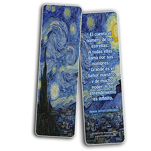 Spanish Wonderful Magnificent God Bible Verses Bookmarks (30 Pack) - Van Gogh Inspirational Christian Stocking Stuffers Gift for Men Women Teens Kids Art Lover Church Supplies