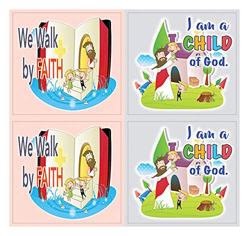 Kids Christian Stickers 12 pcs set (5 Sheets) - God is Love Affirmation Bible Verses