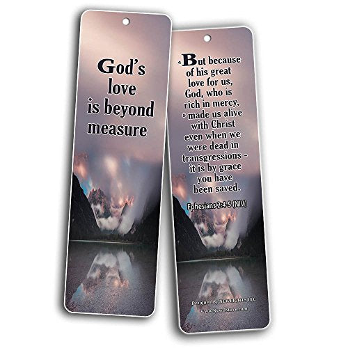 Popular Bible Verses about God's Love Bookmarks Cards (60-Pack) - Assorted Bulk Pack - John 3:16 Psalm 46:1 - Gift Ideas for Sunday School, Youth Group, Church Camp, Bible Study, Baptism, Homeschool