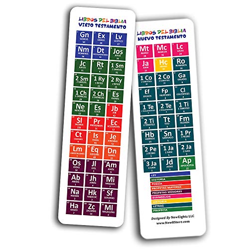 Spanish Books Of The Bible Bookmarks for Kids (60-Pack) - Church Memory Verse Sunday School Rewards - Christian Stocking Stuffers Birthday Party Favors Assorted Bulk Pack