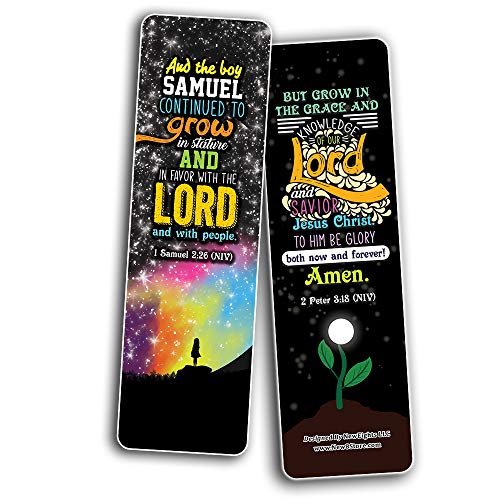 Spiritual Growth Bookmarks (60-Pack) - Church Memory Verse Sunday School Rewards - Christian Stocking Stuffers Birthday Party Favors Assorted Bulk Pack