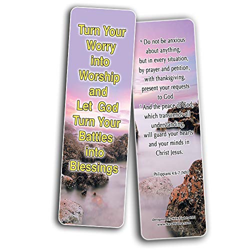 Trusting God And Not Worrying Religious Christian Bookmarks (60-Pack) - Perfect Giftaway for Sunday School and Ministries