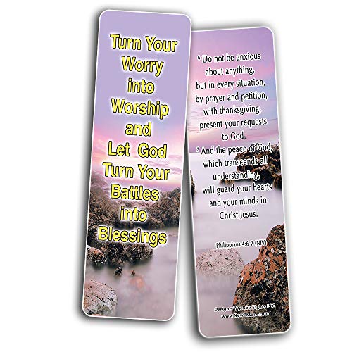 Trusting God And Not Worrying Religious Christian Bookmarks (30-Pack) - Handy Reminder About Trusting God And Not Worrying