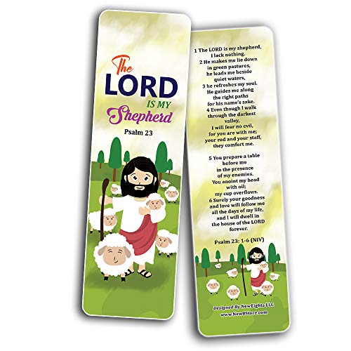 Psalm 23 The Lord is My Shepherd Bookmaks (60-Pack) - Church Memory Verse Sunday School Rewards - Christian Stocking Stuffers Birthday Party Favors Assorted Bulk Pack