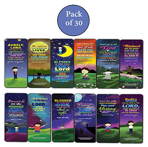 Top Bible Verses about God's Blessings NIV Bookmarks for Men (30-Pack) - Stocking Stuffers for Boys - Children Ministry Bible Study Church Supplies Teacher Classroom Incentives Gift
