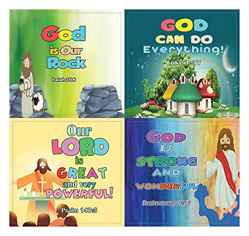 Religious Stickers for Kids - Powerful God (5-Sheet) - Great Variety Colorful Stickers