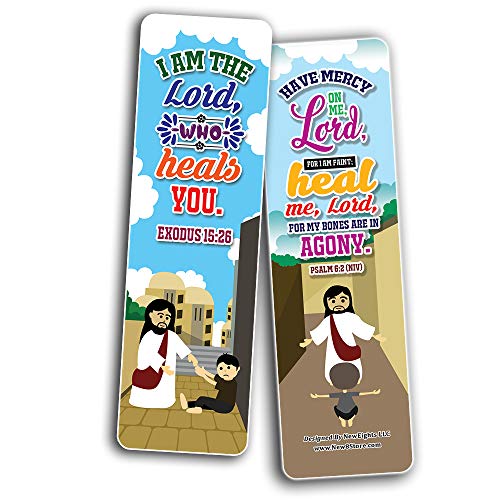 The Healing Prayers Bible Verse Bookmarks (60-Pack) - Church Memory Verse Sunday School Rewards - Christian Stocking Stuffers Birthday Party Favors Assorted Bulk Pack