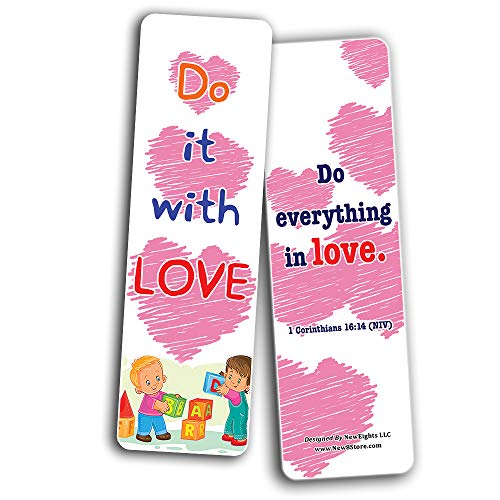 Love One Another Bible Verses Bookmarks for Kids (60-Pack) - Perfect Giveaways for Sunday School, VBS and Children's Ministry