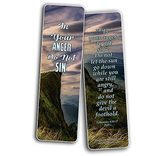Bible Verses Bookmarks About Controlling Our Emotions (60-Pack) - VBS Sunday School Easter Baptism Thanksgiving Christmas Rewards Encouragement Gift Motivational Cards Scriptures