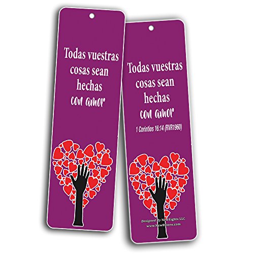Spanish Religious Bookmarks for Kids (30-Pack)- Character Building Bible Verses - El Fruto Del Espiritu - Filipenses 4:13 - Marcadores de Libros Cristianos para hombres para mujeres - Christian Gift